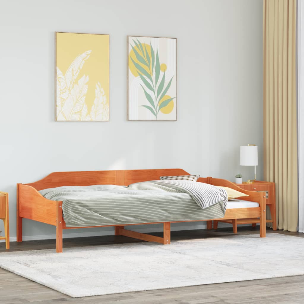 Cadre de lit sans matelas cire marron 80x200 cm bois pin massif