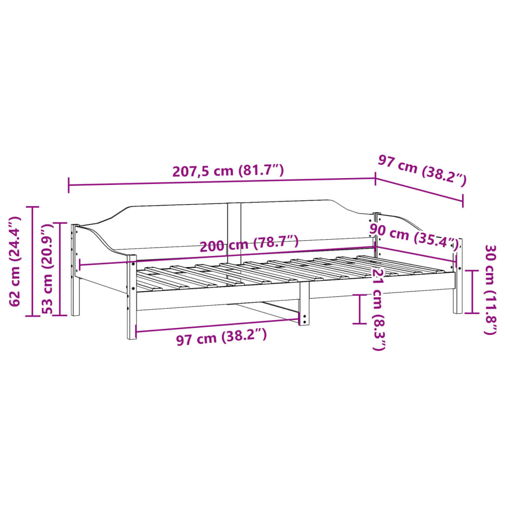 Cadre de lit sans matelas blanc 90x200 cm bois de pin massif