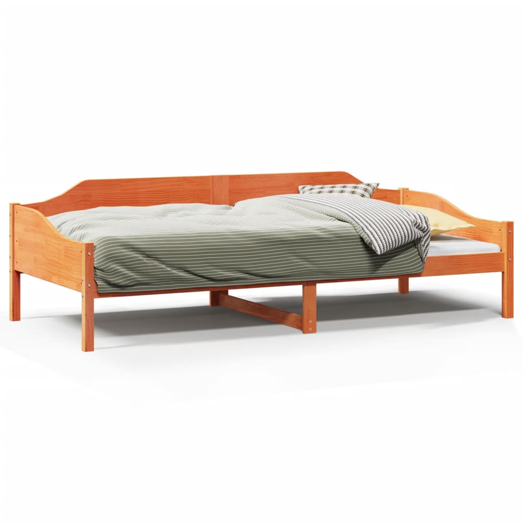 Cadre de lit sans matelas cire marron 90x200 cm bois pin massif