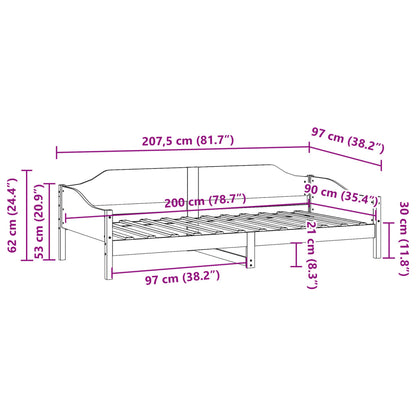 Cadre de lit sans matelas cire marron 90x200 cm bois pin massif