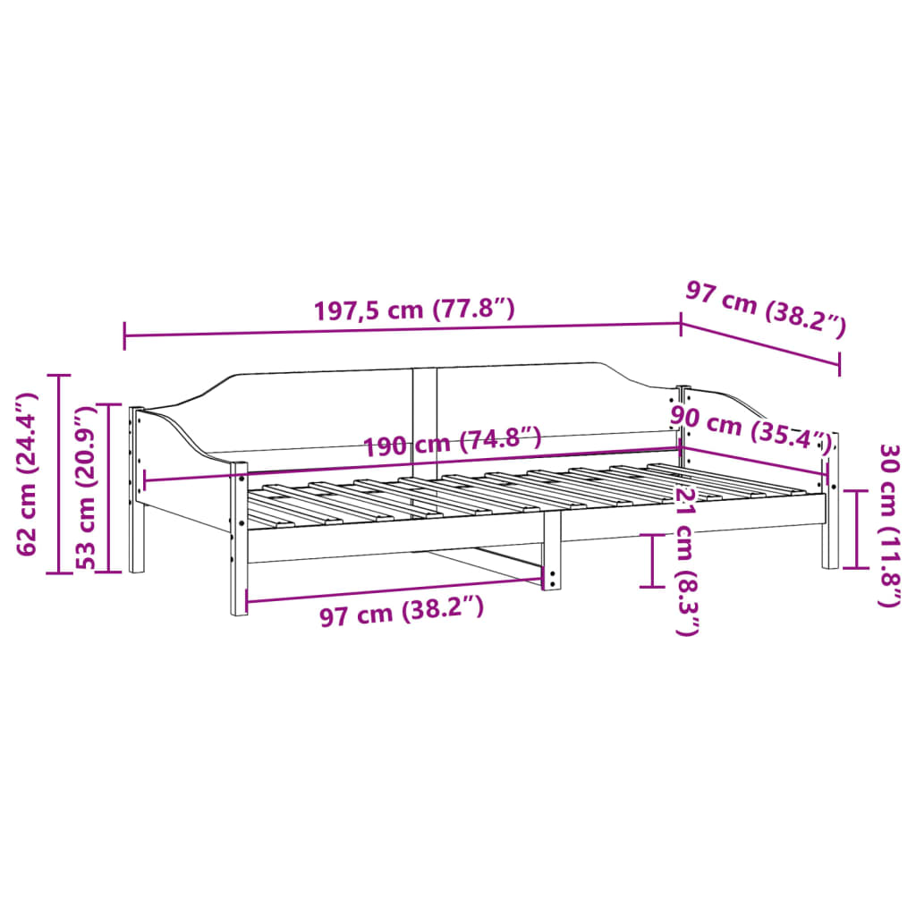 Cadre de lit sans matelas blanc 90x190 cm bois de pin massif