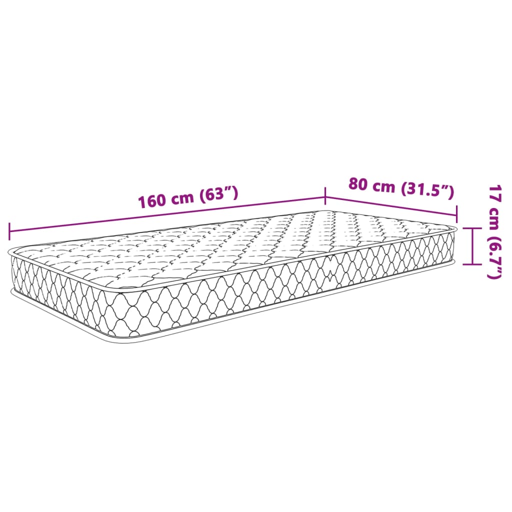 Matelas en mousse à mémoire de forme blanc 80x160x17 cm