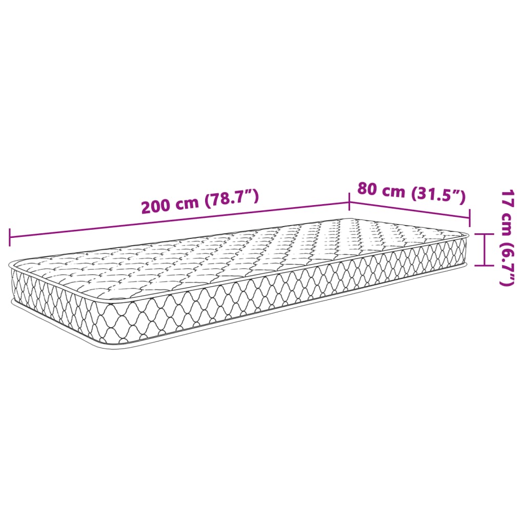 Matelas en mousse à mémoire de forme blanc 80x200x17 cm