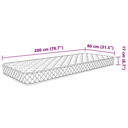 Matelas en mousse à mémoire de forme blanc 80x200x17 cm