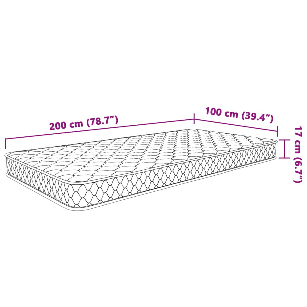 Matelas en mousse à mémoire de forme blanc 100x200x17 cm