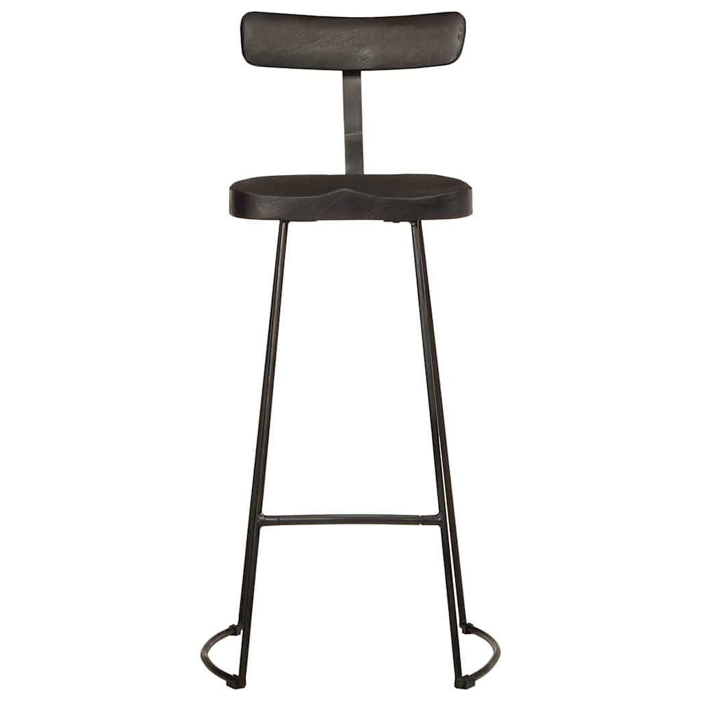 Tabourets de bar lot de 2 noir 49x43x103cm bois manguier massif