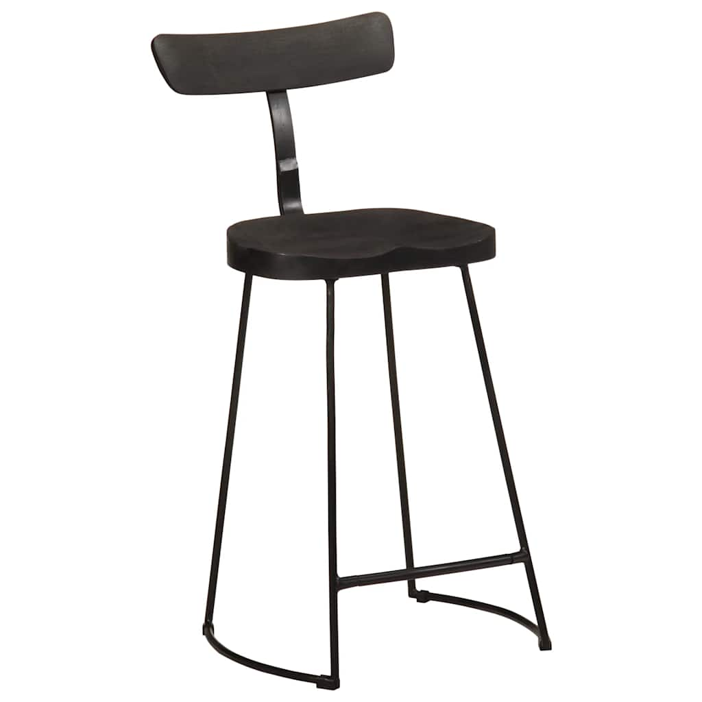 Tabourets de bar lot de 2 noir 49x43x88 cm bois manguier massif