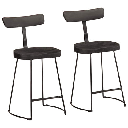 Tabourets de bar lot de 2 noir 49x43x79 cm bois manguier massif