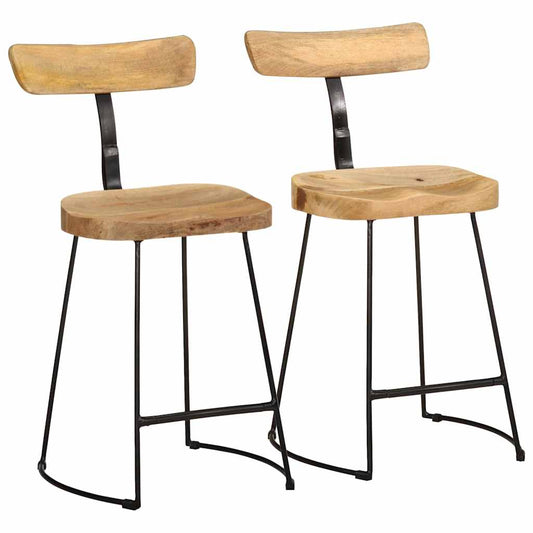 Tabourets de bar lot de 2 49x43x79 cm bois de manguier massif