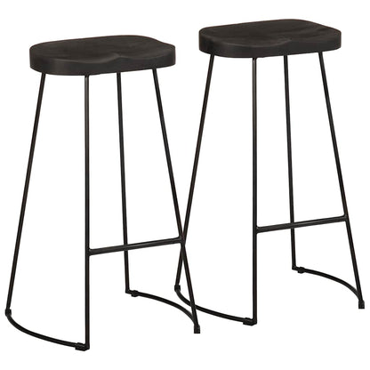 Tabourets de bar lot de 2 noir 45x40x78 cm bois manguier massif