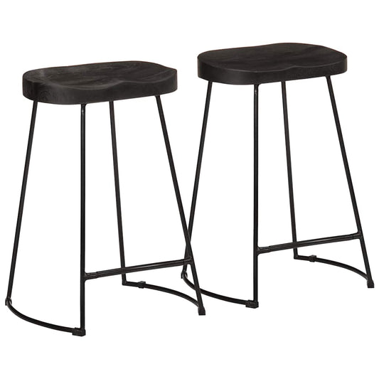 Tabourets de bar lot de 2 noir 45x40x62 cm bois manguier massif