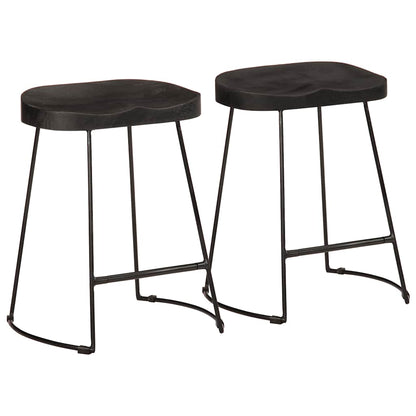 Tabourets de bar lot de 2 noir 46x38x52 cm bois manguier massif