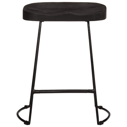 Tabourets de bar lot de 2 noir 46x38x52 cm bois manguier massif