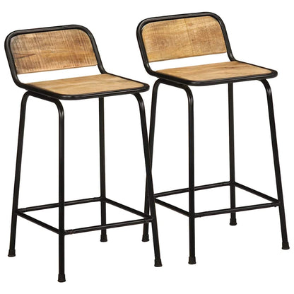 Tabourets de bar lot de 2 bois massif manguier brut