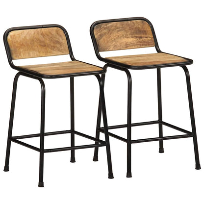 Tabourets de bar lot de 2 pcs bois massif manguier brut