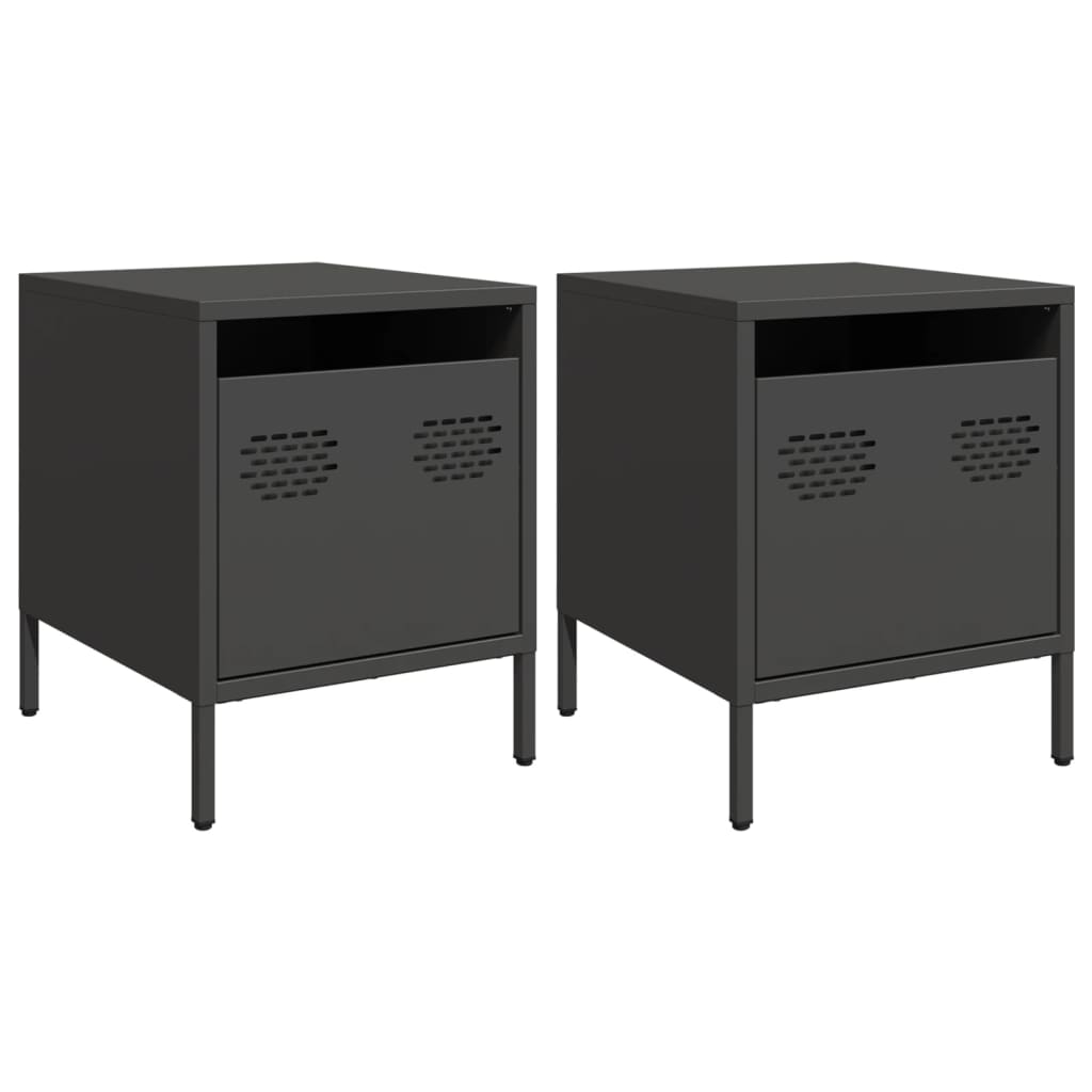 Tables de chevet 2 pcs noir 35x39x43,5 cm acier