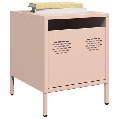 Table de chevet rose 35x39x43,5 cm acier