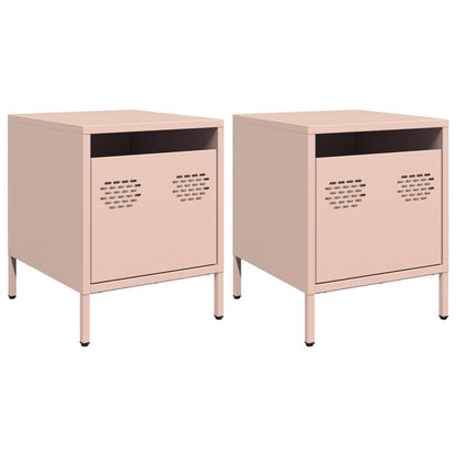 Tables de chevet 2 pcs rose 35x39x43,5 cm acier