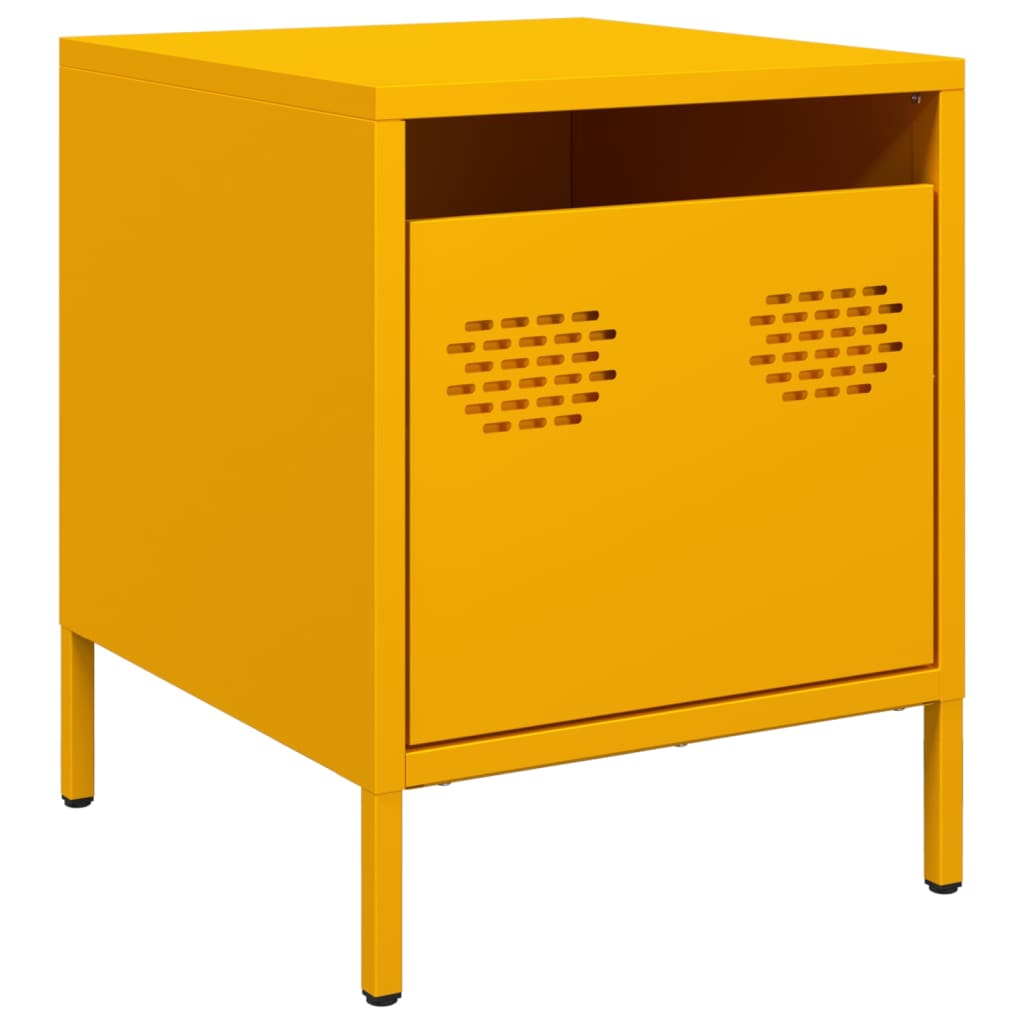 Table de chevet jaune moutarde 35x39x43,5 cm acier