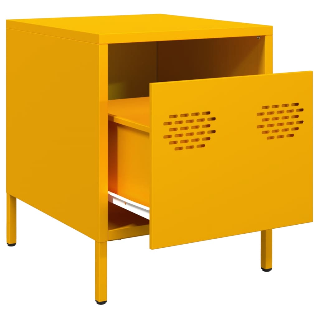 Table de chevet jaune moutarde 35x39x43,5 cm acier