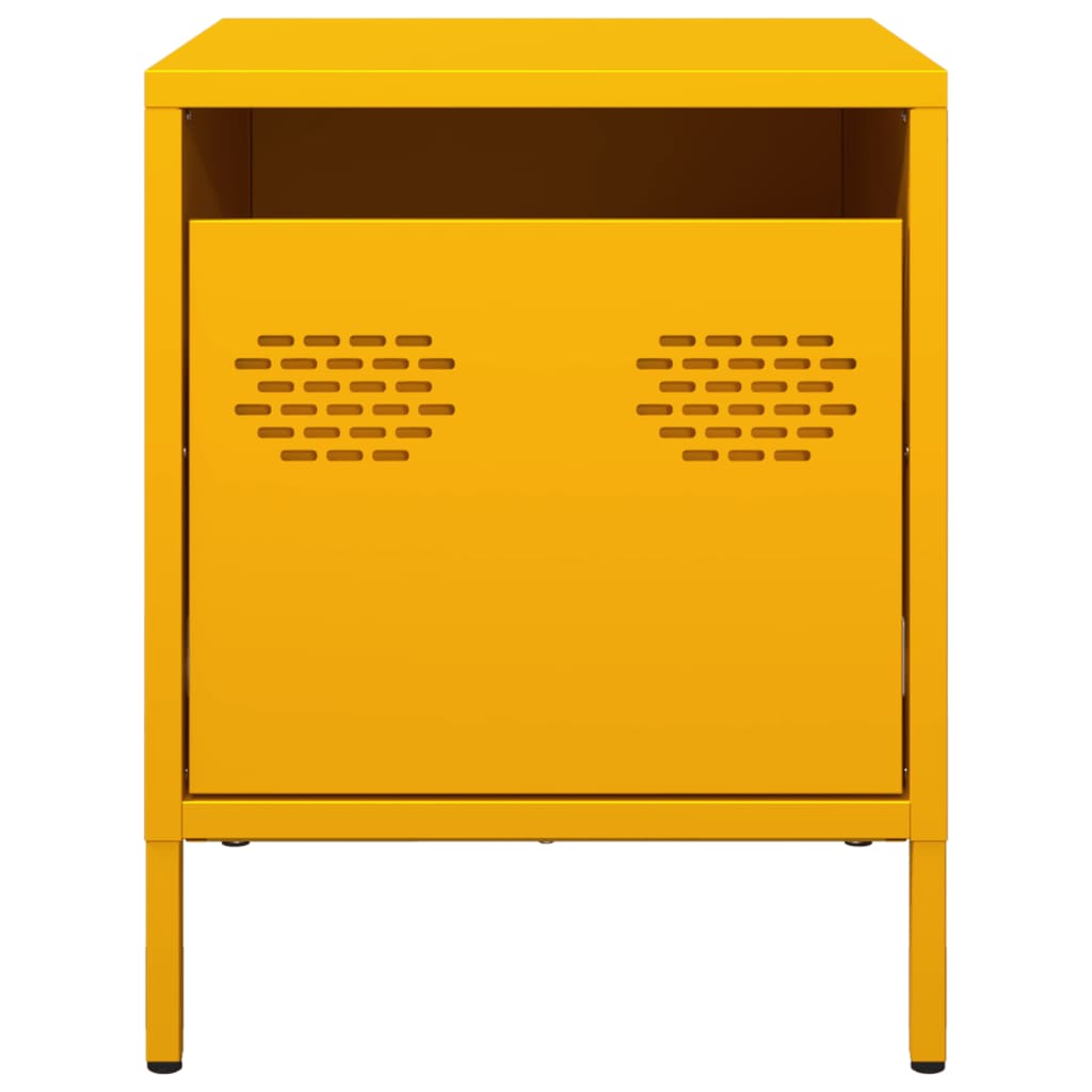 Table de chevet jaune moutarde 35x39x43,5 cm acier