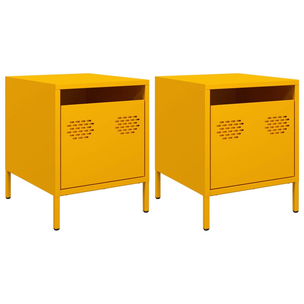 Tables de chevet 2 pcs jaune moutarde 35x39x43,5 cm acier