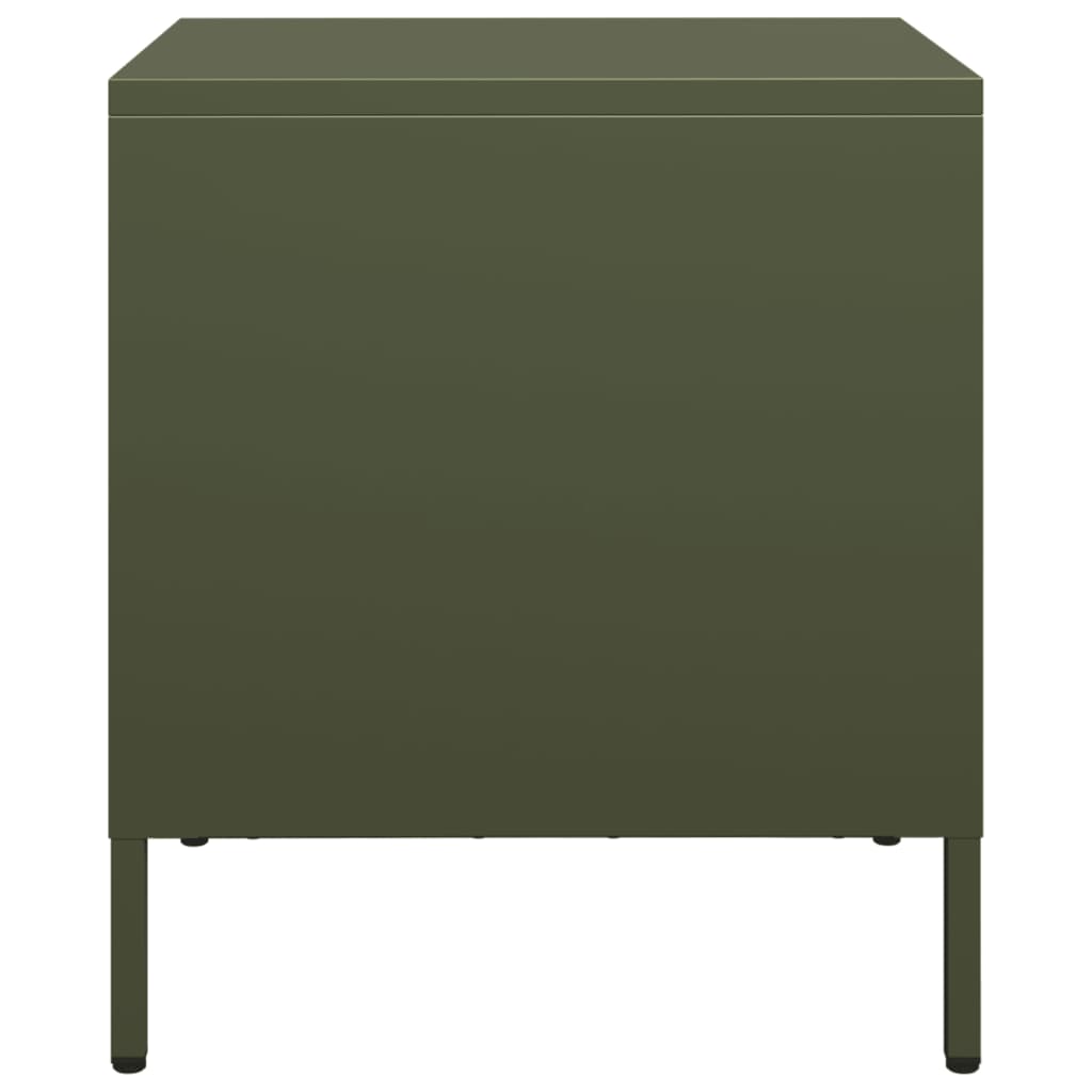 Table de chevet vert olive 35x39x43,5 cm acier