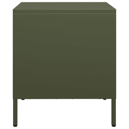 Table de chevet vert olive 35x39x43,5 cm acier