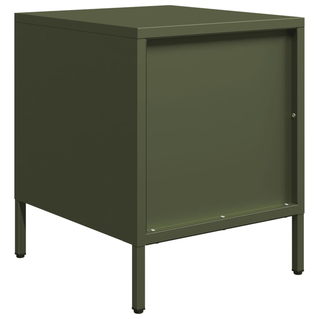 Table de chevet vert olive 35x39x43,5 cm acier