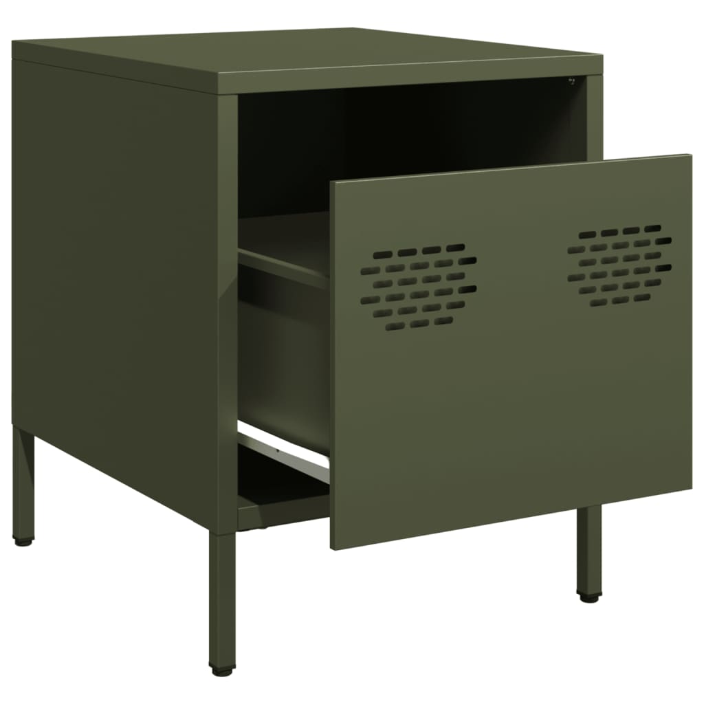 Tables de chevet 2 pcs vert olive 35x39x43,5 cm acier