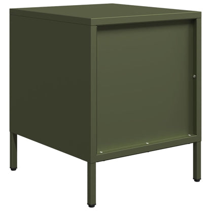 Tables de chevet 2 pcs vert olive 35x39x43,5 cm acier