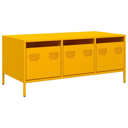 Table basse jaune moutarde 101,5x50x43,5cm acier laminé à froid