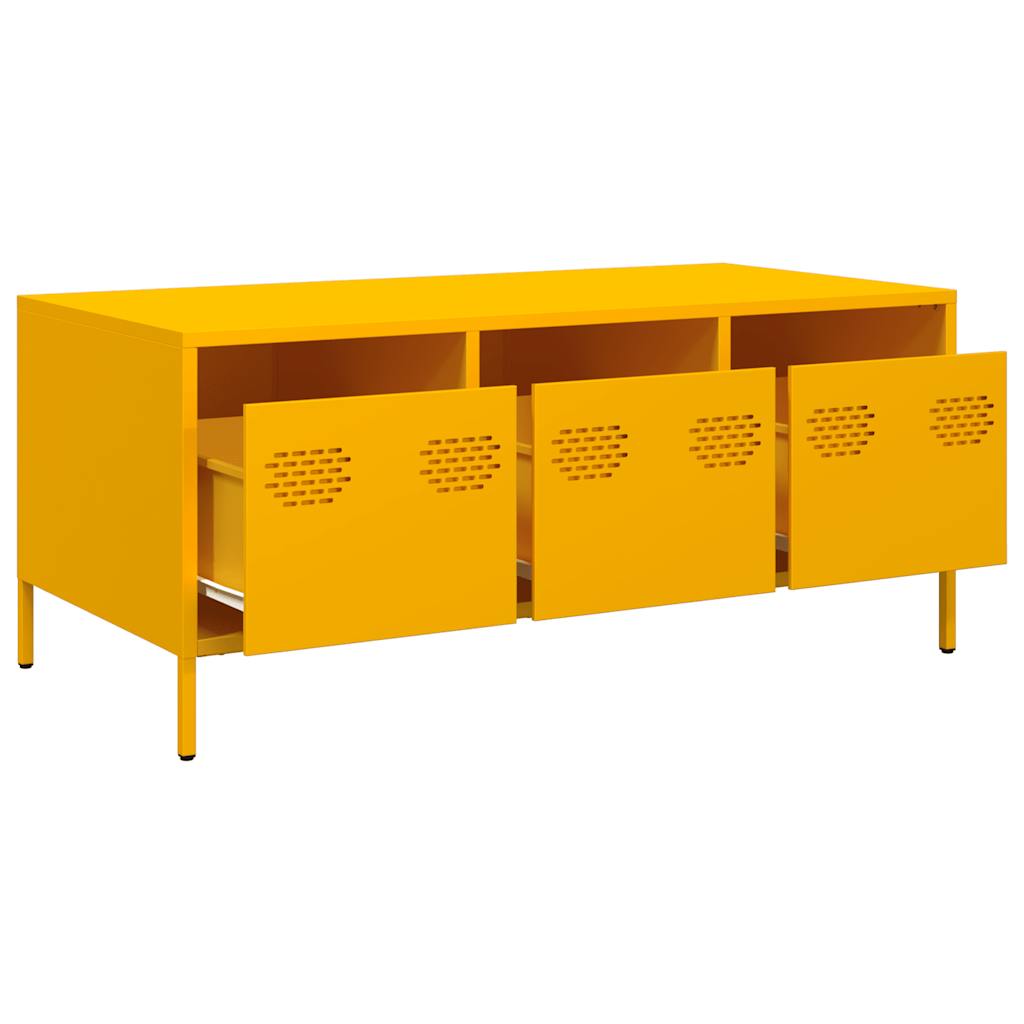 Table basse jaune moutarde 101,5x50x43,5cm acier laminé à froid