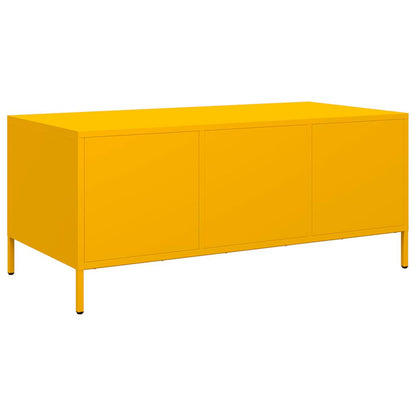 Table basse jaune moutarde 101,5x50x43,5cm acier laminé à froid