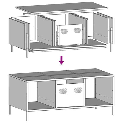 Table basse noir 101,5x50x43,5 cm acier laminé à froid