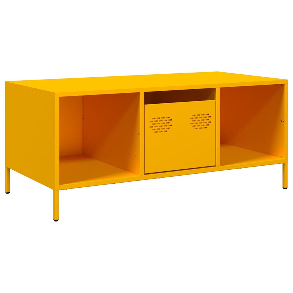 Table basse jaune moutarde 101,5x50x43,5cm acier laminé à froid