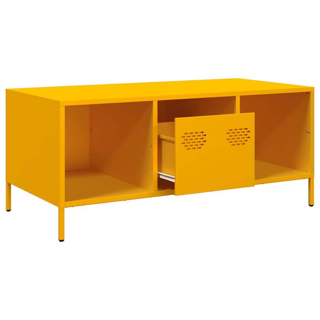 Table basse jaune moutarde 101,5x50x43,5cm acier laminé à froid