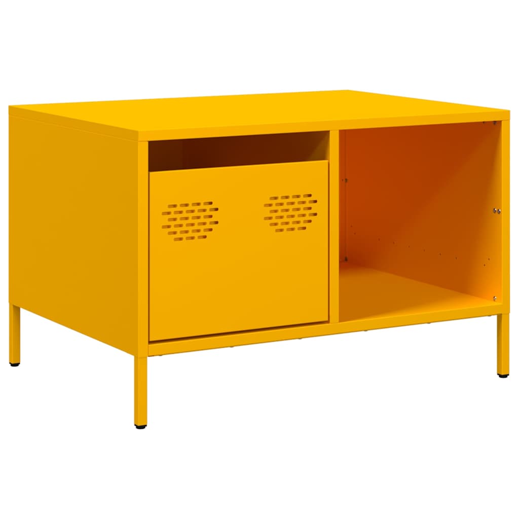 Table basse jaune moutarde 68,5x50x43,5 cm acier laminé à froid