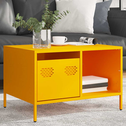 Table basse jaune moutarde 68,5x50x43,5 cm acier laminé à froid