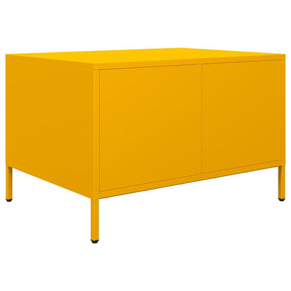 Table basse jaune moutarde 68,5x50x43,5 cm acier laminé à froid