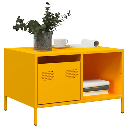 Table basse jaune moutarde 68,5x50x43,5 cm acier laminé à froid