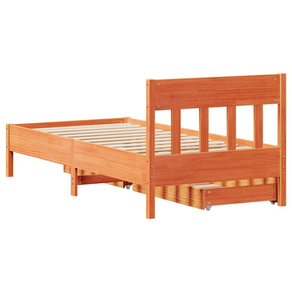 Cadre de lit sans matelas cire marron 75x190 cm bois pin massif