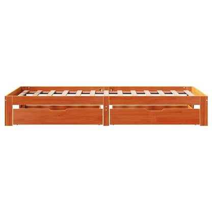 Cadre de lit avec tiroirs sans matelas cire marron 75x190 cm