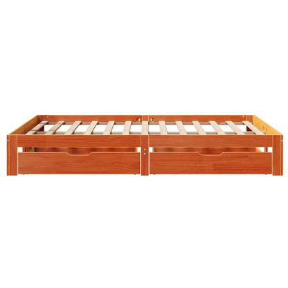 Cadre de lit avec tiroirs sans matelas cire marron 120x190 cm