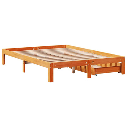 Cadre de lit avec tiroirs sans matelas cire marron 120x190 cm