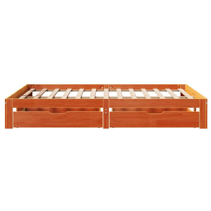 Cadre de lit avec tiroirs sans matelas cire marron 135x190 cm