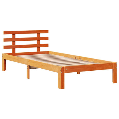 Cadre de lit avec tiroirs sans matelas cire marron 75x190 cm