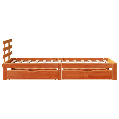 Cadre de lit avec tiroirs sans matelas cire marron 75x190 cm