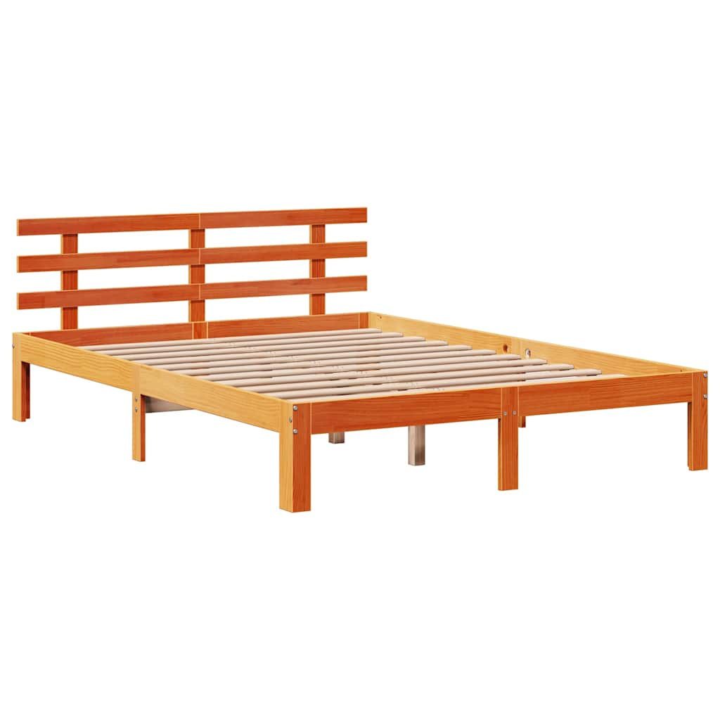 Cadre de lit avec tiroirs sans matelas cire marron 120x190 cm