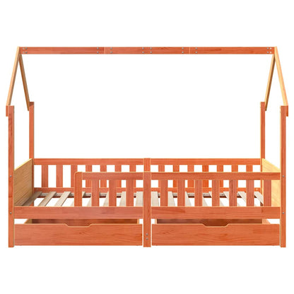 Cadre de lit enfants avec tiroirs sans matelas 90x200 cm bois